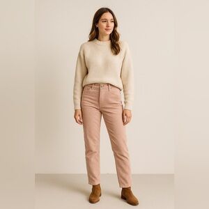 Sunday Best Aritzia Corduroy Straight Leg Pants Light Pink Cotton Zip Fly Size 2